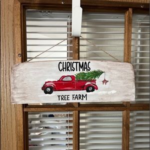 “CHRISTMAS TREE FARM” hand crafted Christmas decor on a broken cutting board